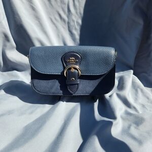 Coach Kleo Navy Leather and Suede Crossbody Bag